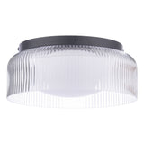 Laura Ashley Charissa Bathroom Ceiling Light Matt Black and Ribbed Glass IP44