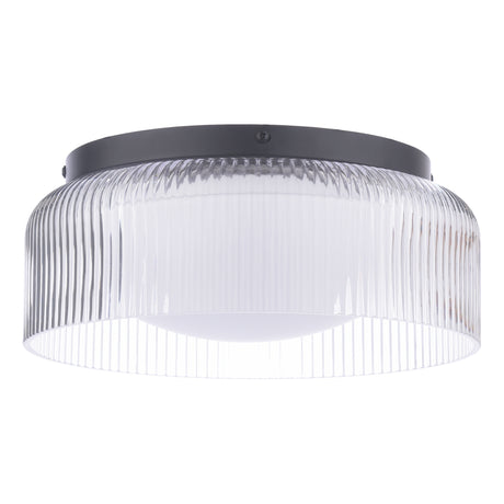 Laura Ashley Charissa Bathroom Ceiling Light Matt Black and Ribbed Glass IP44