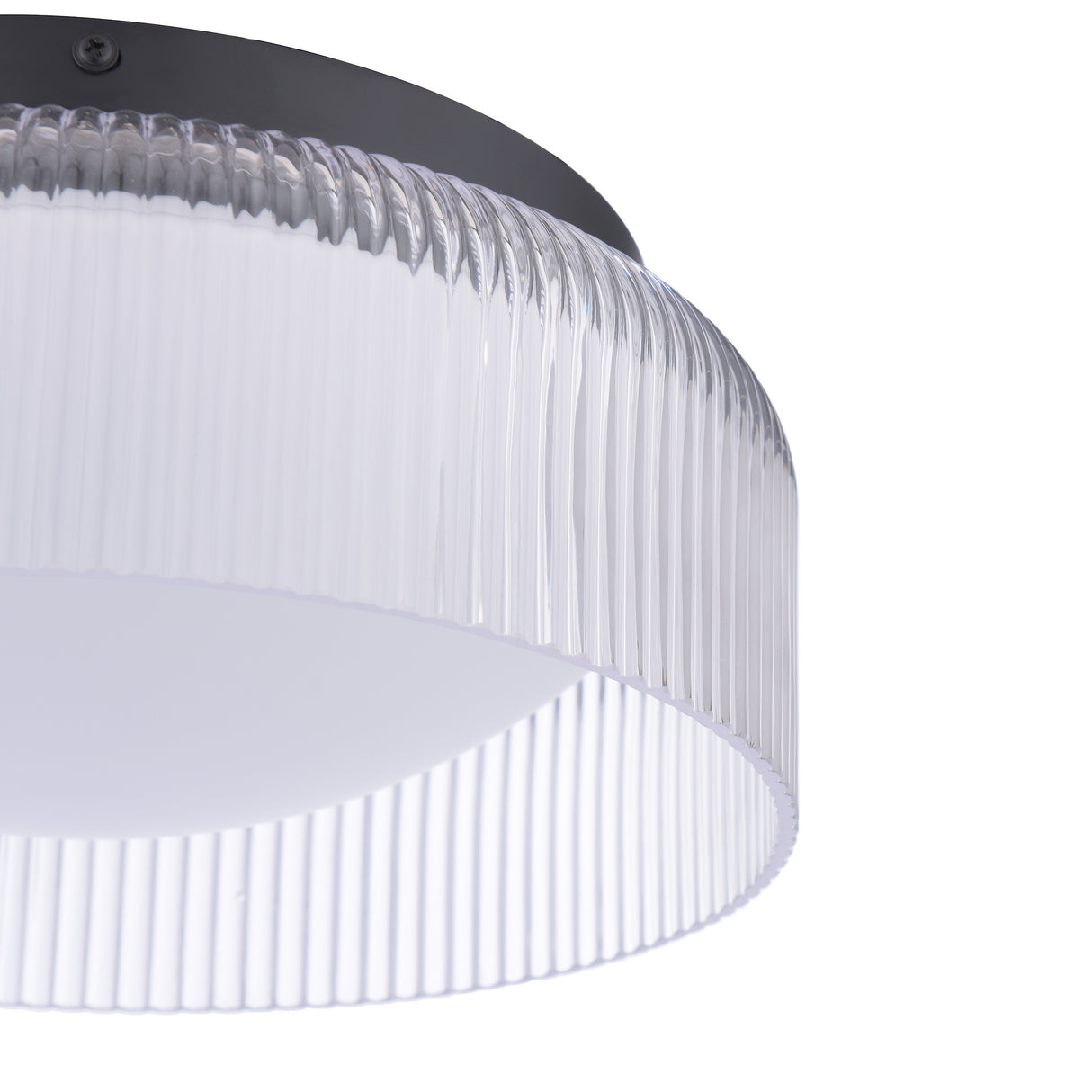 Laura Ashley Charissa Bathroom Ceiling Light Matt Black and Ribbed Glass IP44