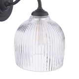 Laura Ashley Charissa Bathroom Wall Light Matt Black and Ribbed Glass IP44