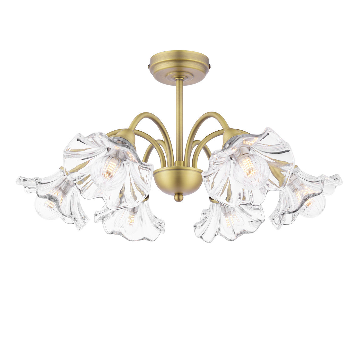 Laura Ashley Kerswell 6lt Semi-Flush Antique Brass Glass | Classic