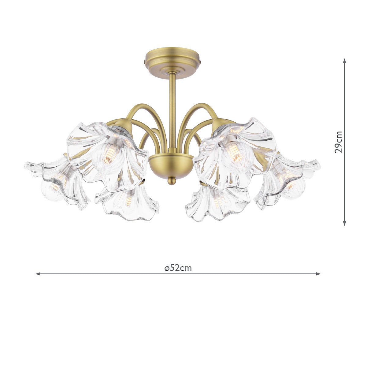 Laura Ashley Kerswell 6lt Semi-Flush Antique Brass Glass | Classic