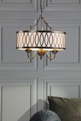 Laura Ashley Allerford 3 Light Pendant Satin Bronze and Taupe