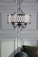 Laura Ashley Allerford 3 Light Pendant Satin Bronze and Taupe