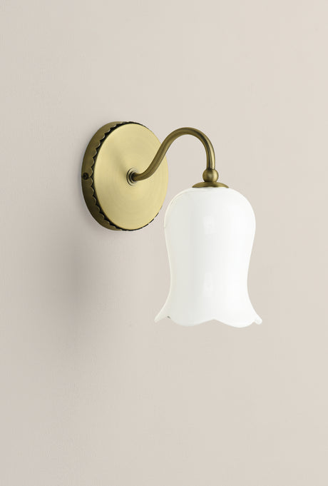 Laura Ashley Lidsell Wall Light Matt Antique Brass and Opal Glass