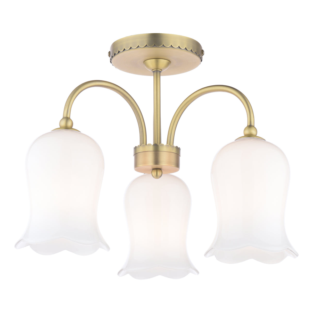 Laura Ashley Lidsell 3 Light Semi-Flush Matt Antique Brass and Opal Glass