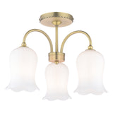 Laura Ashley Lidsell 3 Light Semi-Flush Matt Antique Brass and Opal Glass