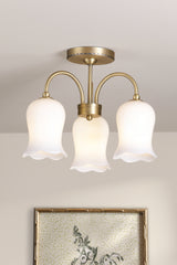 Laura Ashley Lidsell 3 Light Semi-Flush Matt Antique Brass and Opal Glass