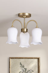 Laura Ashley Lidsell 3 Light Semi-Flush Matt Antique Brass and Opal Glass