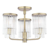 Laura Ashley Hilcote 3 Light Semi-Flush Matt Antique Brass and Glass