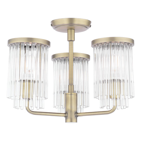 Laura Ashley Hilcote 3 Light Semi-Flush Matt Antique Brass and Glass