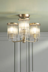 Laura Ashley Hilcote 3 Light Semi-Flush Matt Antique Brass and Glass