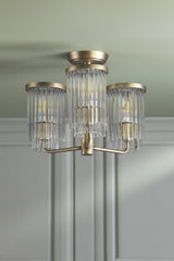 Laura Ashley Hilcote 3 Light Semi-Flush Matt Antique Brass and Glass