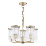 Laura Ashley Hilcote 5 Light Armed Pendant Matt Antique Brass and Glass