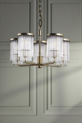 Laura Ashley Hilcote 5 Light Armed Pendant Matt Antique Brass and Glass