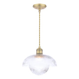 Laura Ashley Billham Pendant Matt Antique Brass and Ribbed Glass