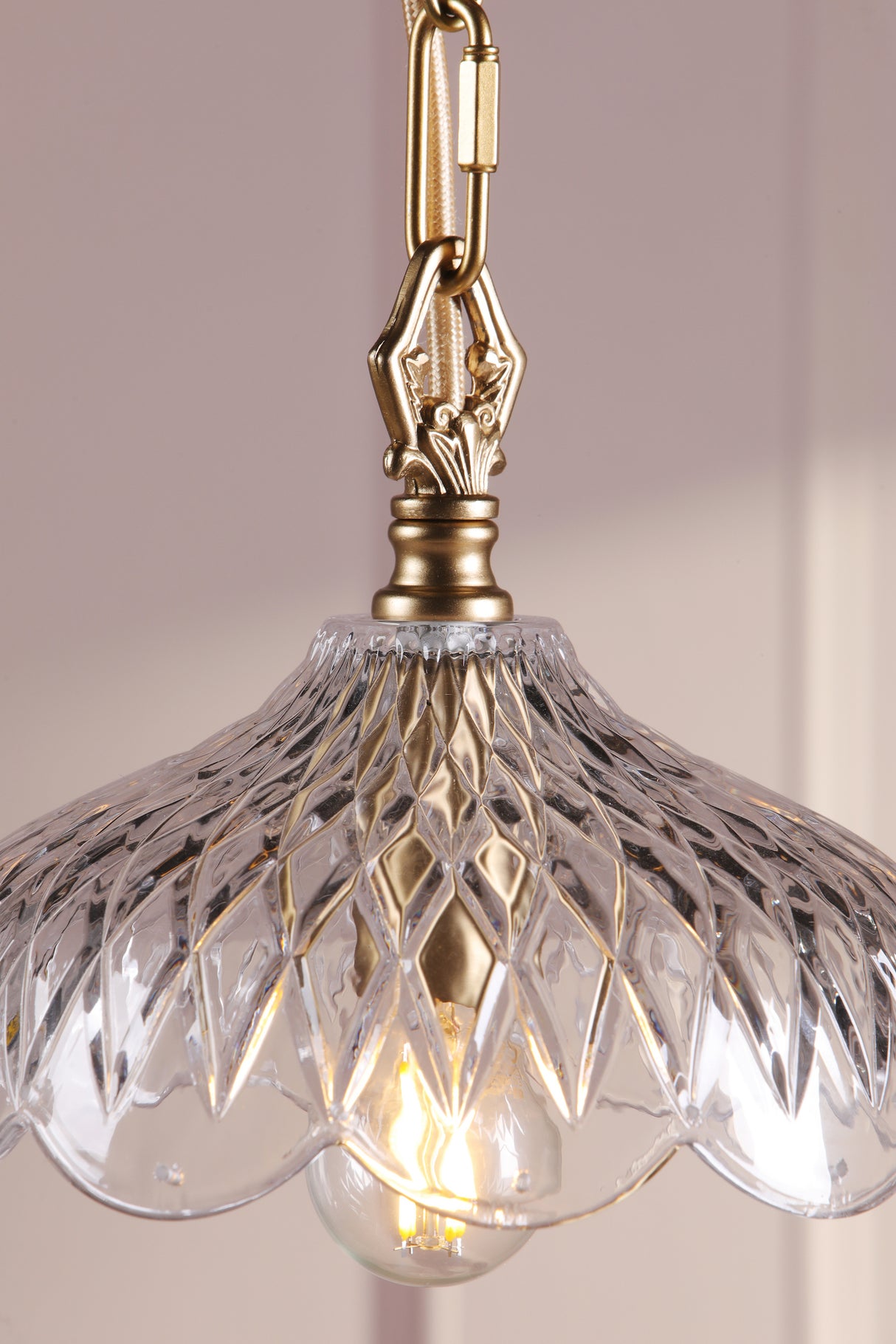 Laura Ashley Eversden Pendant Antique Brass and Crystal