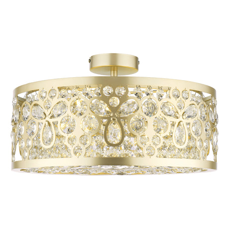 Laura Ashley Tilbrook 4 Light Flush Matt Champagne and Crystal