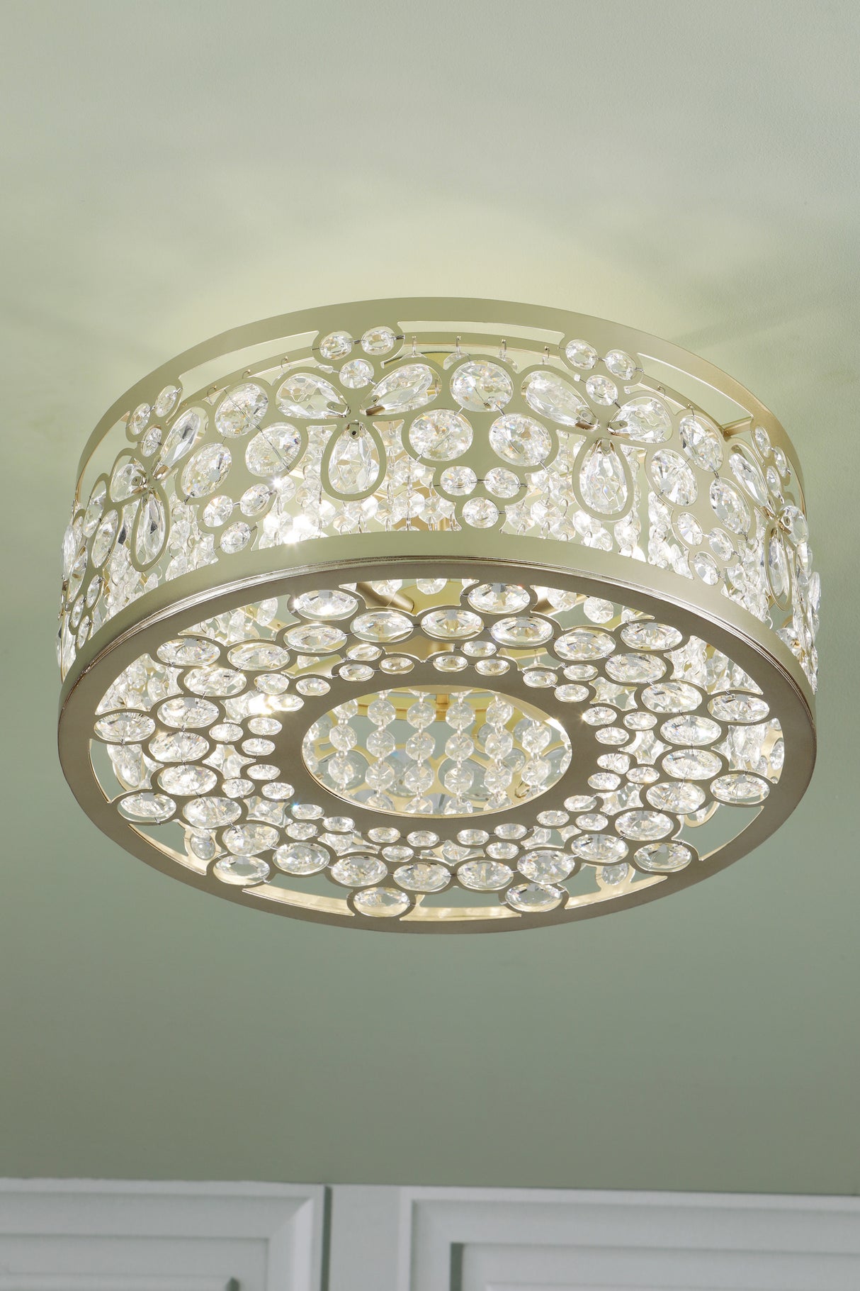 Laura Ashley Tilbrook 4 Light Flush Matt Champagne and Crystal