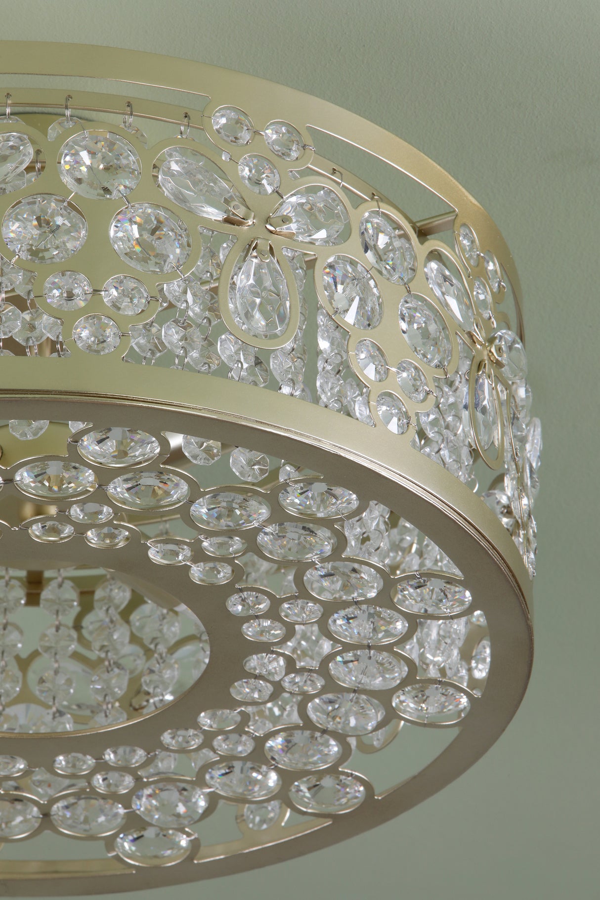 Laura Ashley Tilbrook 4 Light Flush Matt Champagne and Crystal