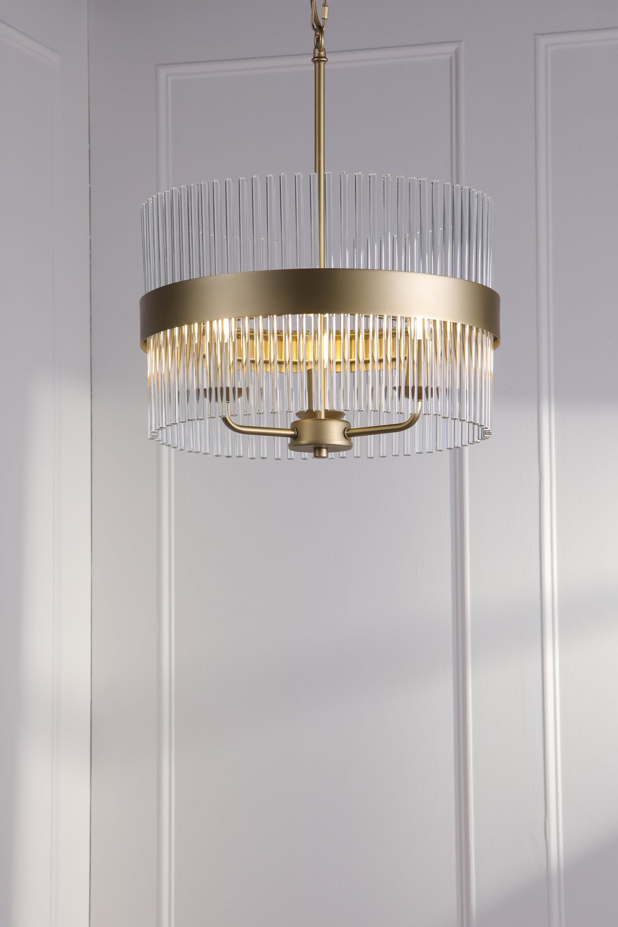 Laura Ashley Alexa 3 Light Pendant Glass and Matt Antique Brass