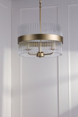 Laura Ashley Alexa 3 Light Pendant Glass and Matt Antique Brass