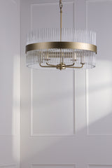 Laura Ashley Alexa 5 Light Pendant Glass and Matt Antique Brass