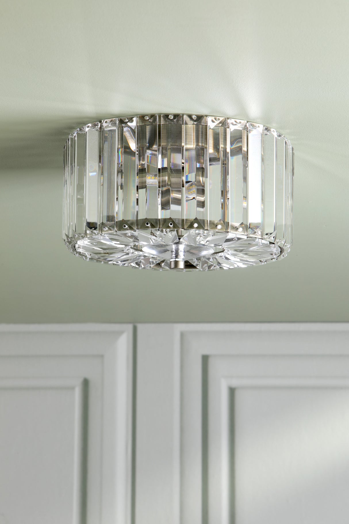 Laura Ashley Fernhurst Small Flush 3 Light Crystal and Antique Brass