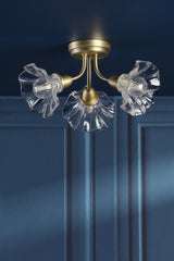 Laura Ashley Kerswell 3 Light Semi-Flush Matt Antique Brass and Glass