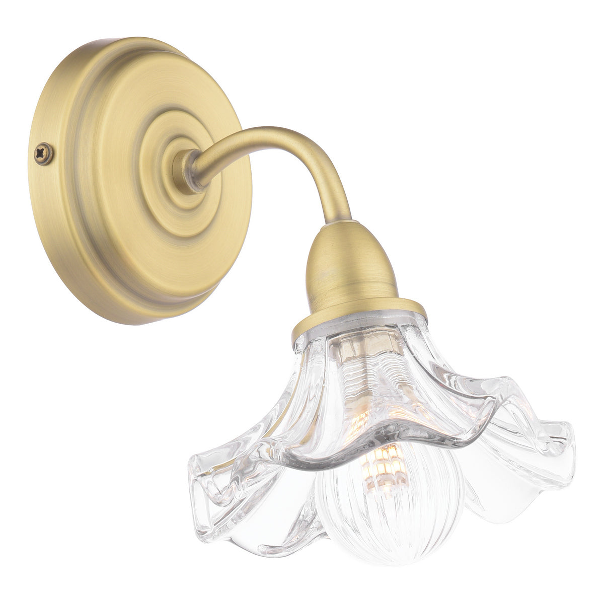 Laura Ashley Kerswell Wall Light Matt Antique Brass and Glass