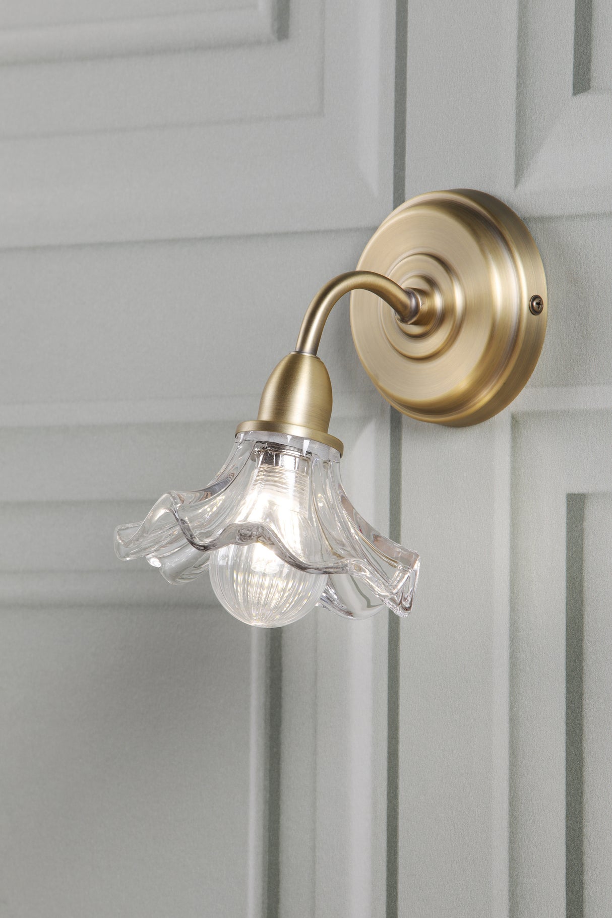 Laura Ashley Kerswell Wall Light Matt Antique Brass and Glass