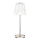 Laura Ashley Callaghan Rechargeable Table Lamp Polished Nickel and Ribbed Glass LED
