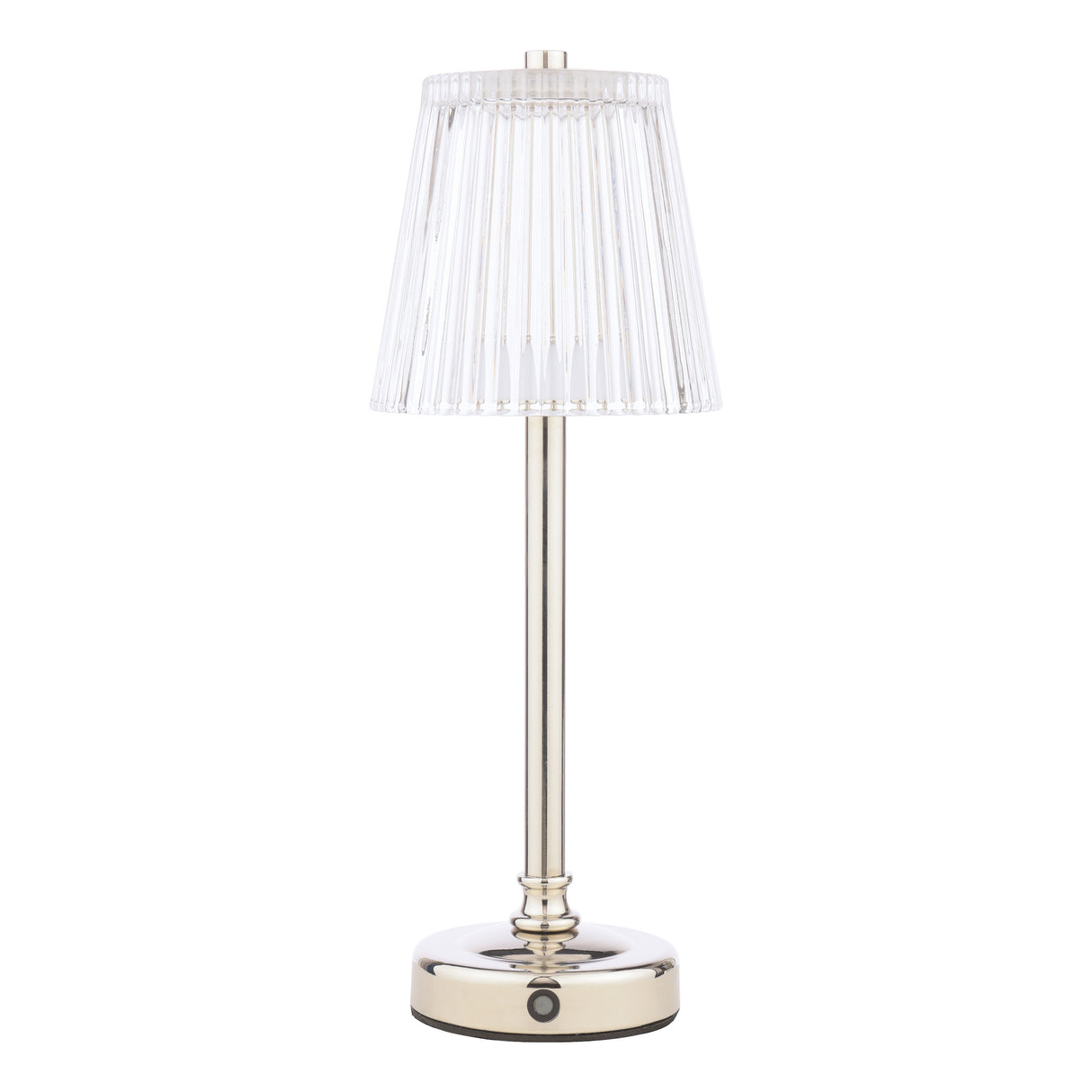 Laura Ashley Callaghan Rechargeable Table Lamp Polished Nickel and Ribbed Glass LED