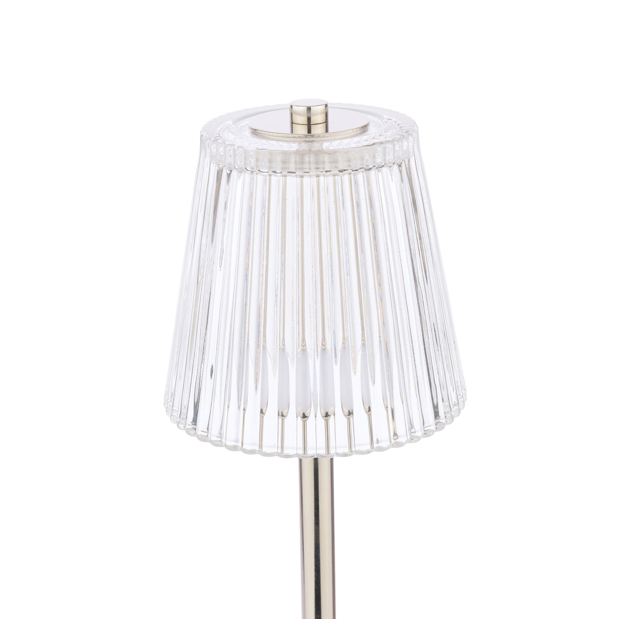 Laura Ashley Callaghan Rechargeable Table Lamp Polished Nickel and Ribbed Glass LED