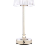 Laura Ashley Callaghan Rechargeable Table Lamp Polished Nickel and Ribbed Glass LED