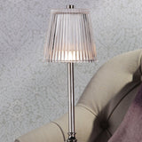 Laura Ashley Callaghan Rechargeable Table Lamp Polished Nickel and Ribbed Glass LED