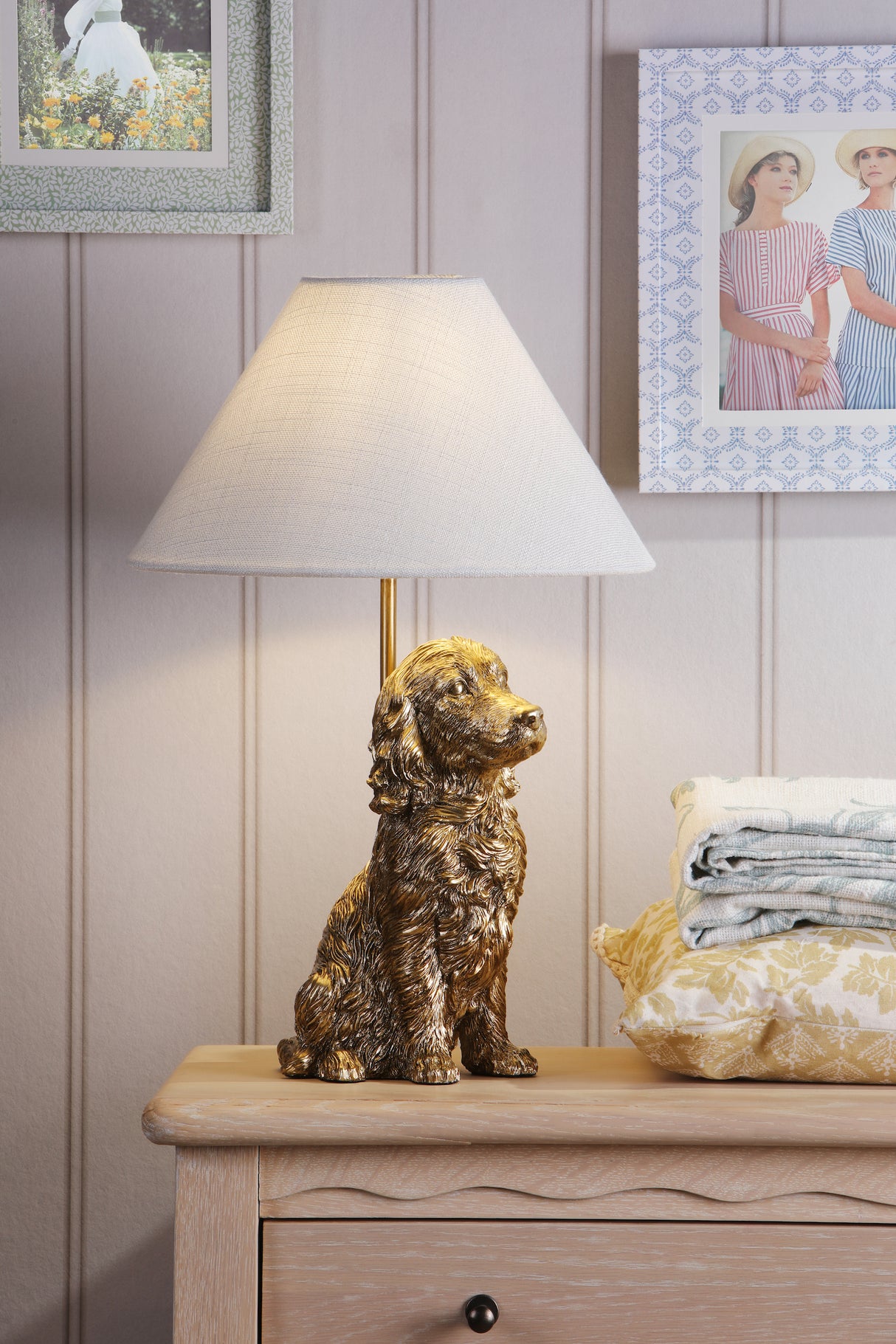 Laura Ashley Cocker Spaniel Table Lamp Antique Gold With Shade
