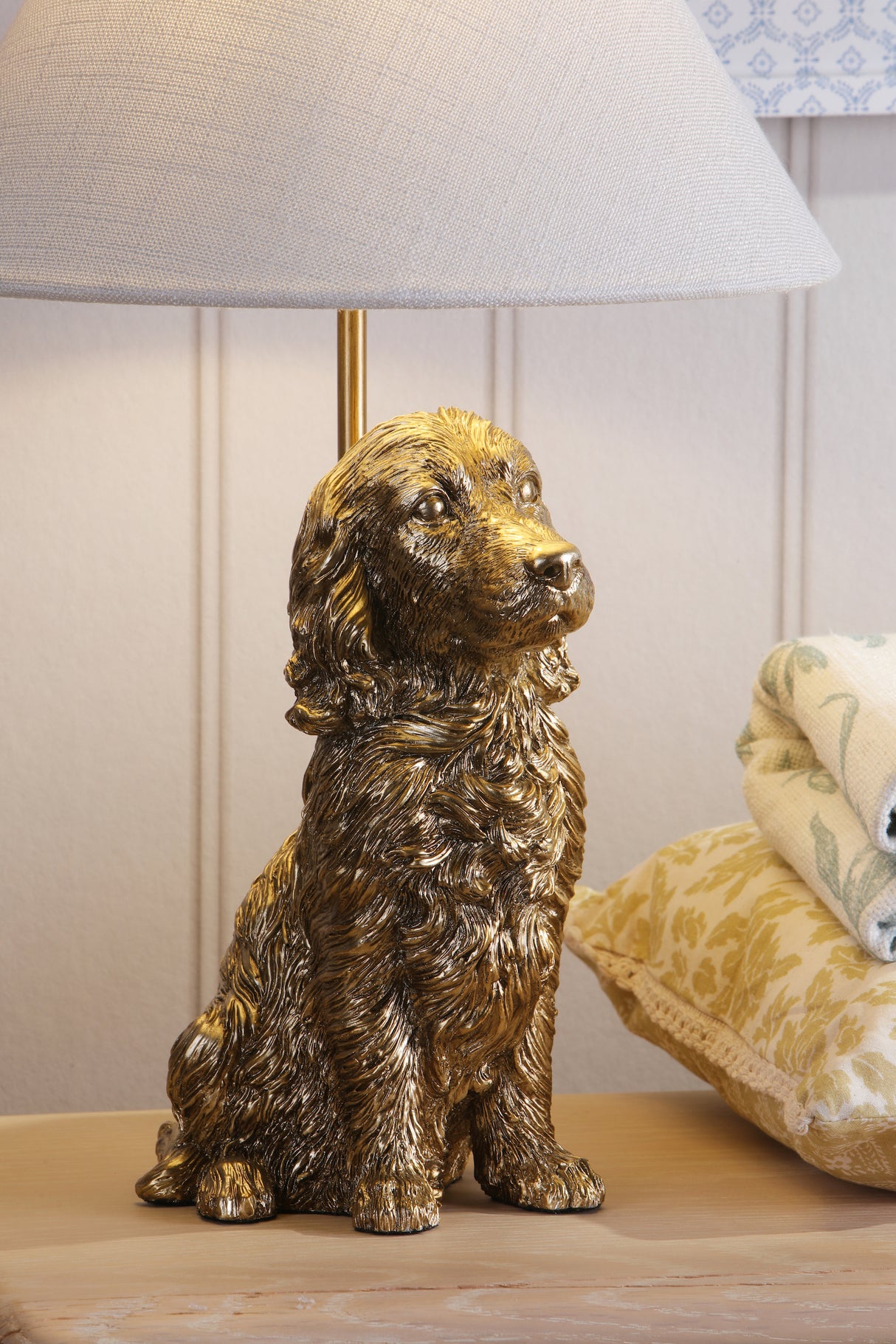 Laura Ashley Cocker Spaniel Table Lamp Antique Gold With Shade