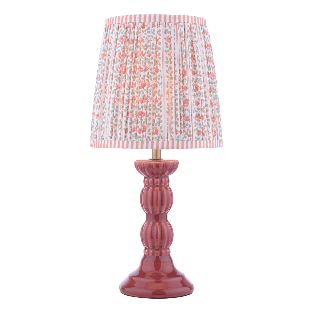 Laura Ashley Kelbrook Table Lamp Red and Matt Antique Brass With Shade