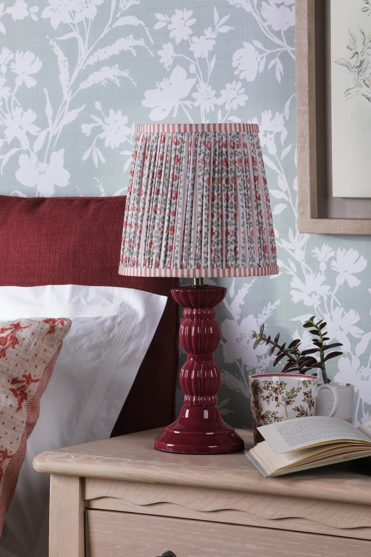 Laura Ashley Kelbrook Table Lamp Red and Matt Antique Brass With Shade