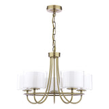 Laura Ashley Southwell 5 Light Armed Pendant Antique Brass and Opal Glass