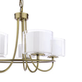 Laura Ashley Southwell 5 Light Armed Pendant Antique Brass and Opal Glass