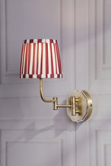 Laura Ashley Denwick Wall Light Matt Antique Brass With Red Shade