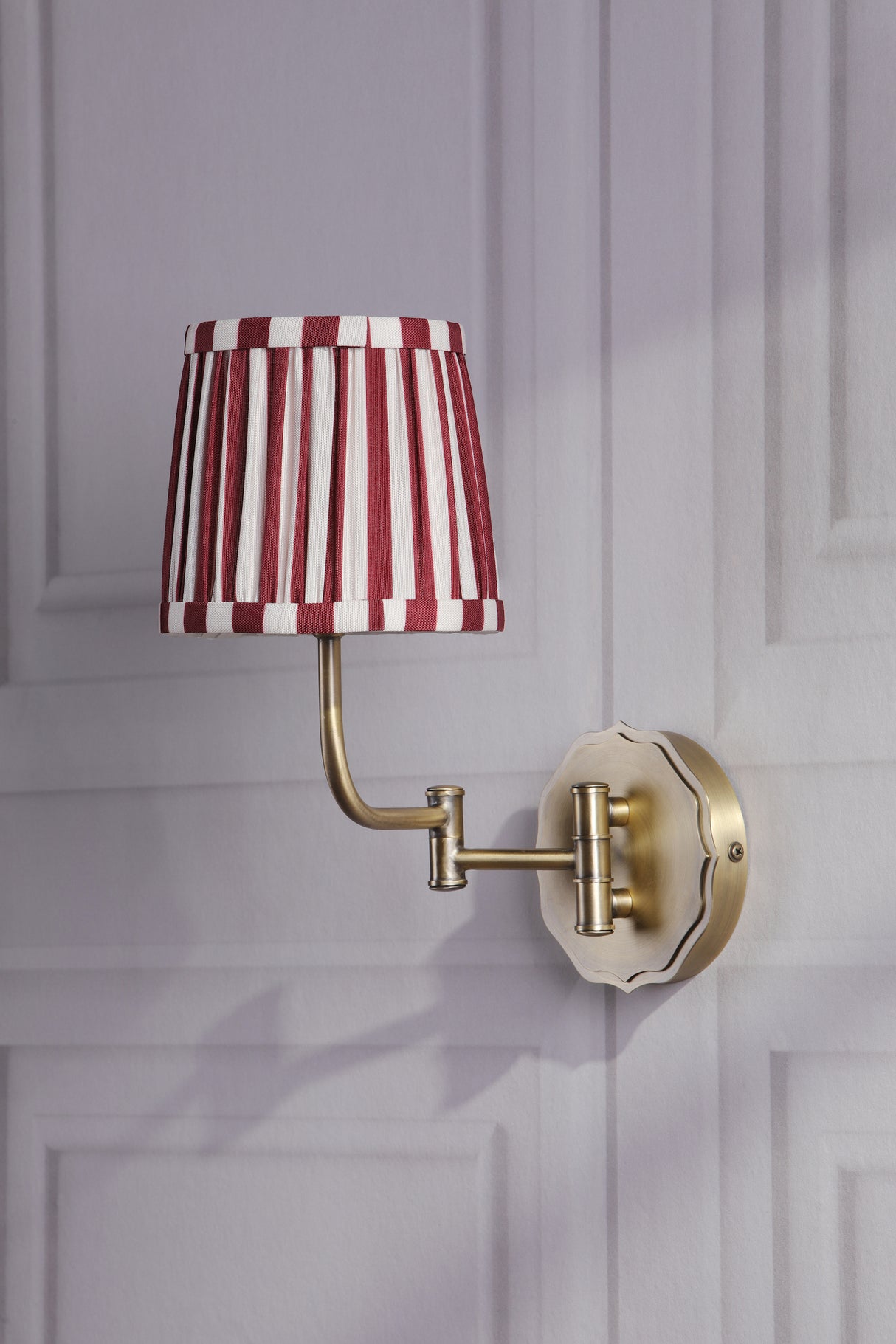 Laura Ashley Denwick Wall Light Matt Antique Brass With Red Shade