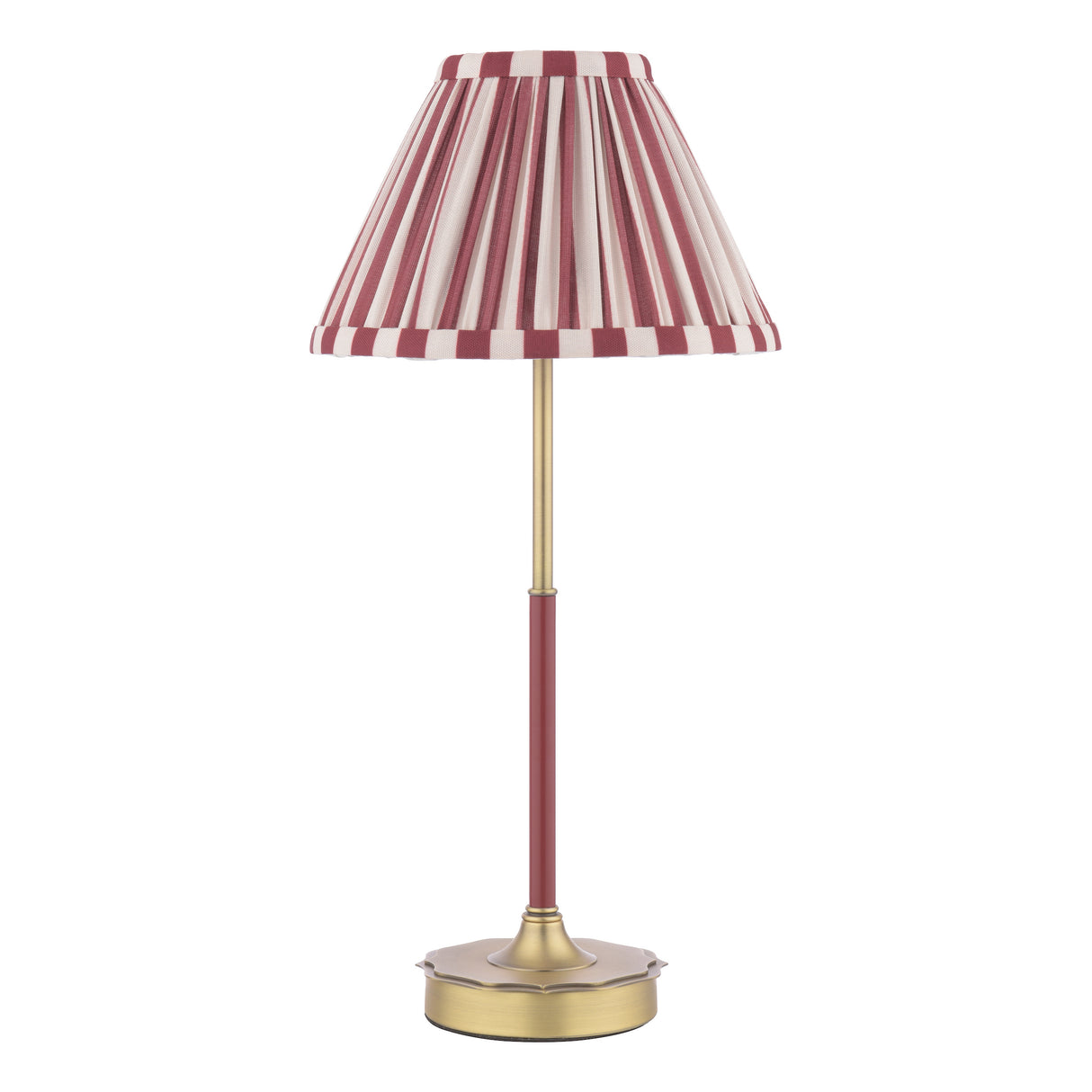 Laura Ashley Denwick Table Lamp Matt Antique Brass and Satin Red With Shade