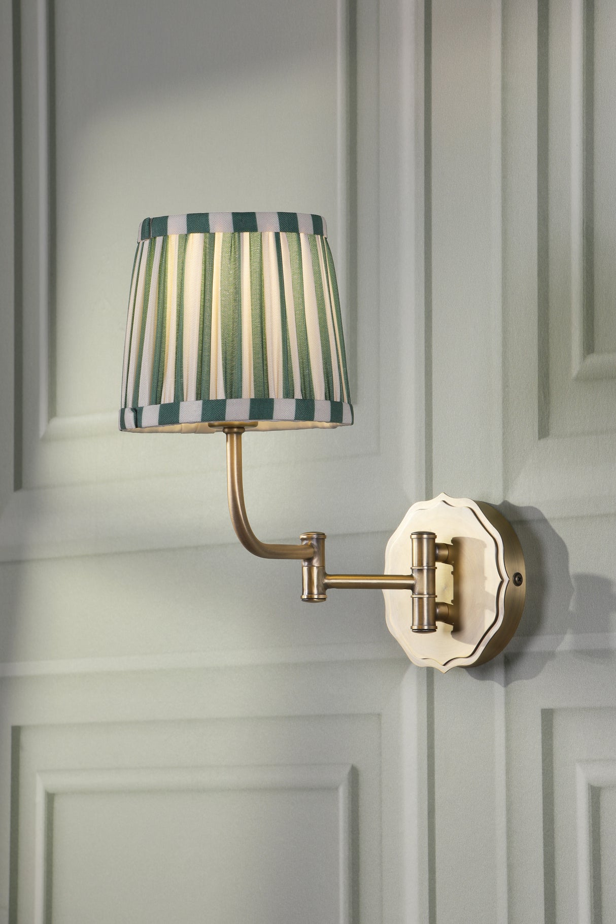 Laura Ashley Denwick Wall Light Matt Antique Brass With Green Shade