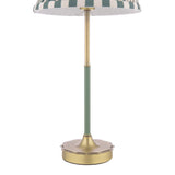 Laura Ashley Denwick Table Lamp Matt Antique Brass and Satin Green With Shade