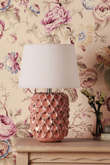 Laura Ashley Marwick Table Lamp Pink and Brushed Silver With Shade