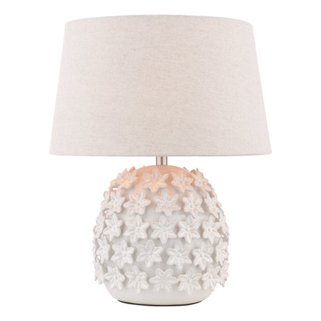 Laura Ashley Ingham Table Lamp White and Brushed Silver With Shade