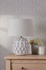 Laura Ashley Ingham Table Lamp White and Brushed Silver With Shade